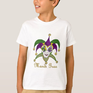 Camiseta Mardi Gras Jesters Mask colorido
