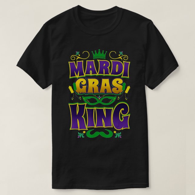 Camiseta Mardi Gras King Fun Parade Mardi Gras Carnaval Cos (Frente do Design)