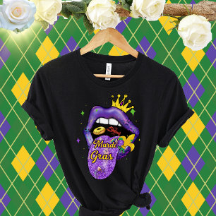 Camiseta Mardi Gras Lábios-Mardi Gras Miçangas Fat-Mardi Gr