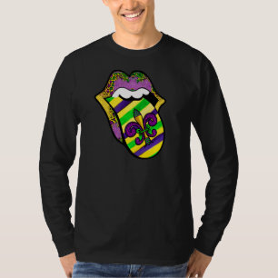 Camiseta Mardi Gras Lábios Rainha Carnaval Figurume Roxo E