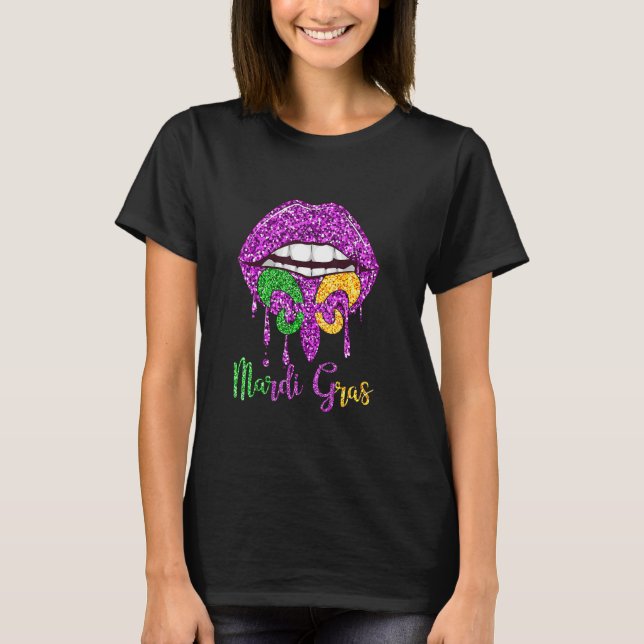 Camiseta Mardi Gras Lip Biting Diinter Shining Costume (Frente)