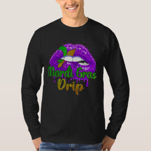 Camiseta Mardi Gras Lip Drivers Lábios Fleur De Lis