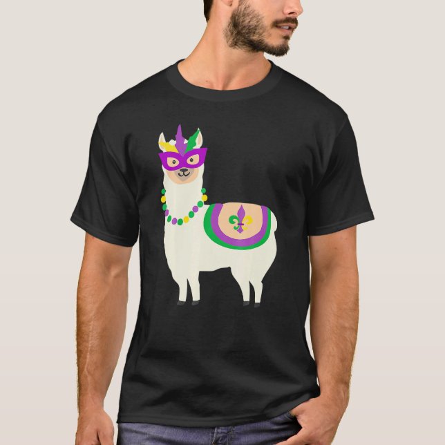 Camiseta Mardi Gras Llama Carnaval Festa de terça-feira (Frente)