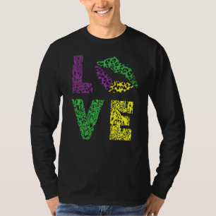 Camiseta Mardi Gras Love Lábios Festival de Carnaval