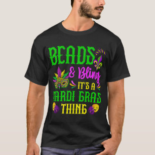 Camiseta Mardi Gras Mask Miçangas e Bling É um Mardi Gras