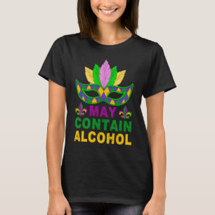 Camiseta Mardi Gras May Contém Álcool Mardi Gras Bebendo