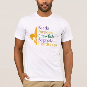 Camiseta Mardi Gras miçangas beignings de lagosta