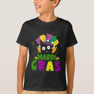 Camiseta Mardi Gras Negro Engraçado Gato Vestindo Palhaço C