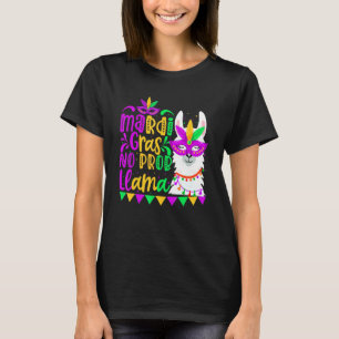 Camiseta Mardi Gras No Prob Lama Alpaca Carnaval Figurino P