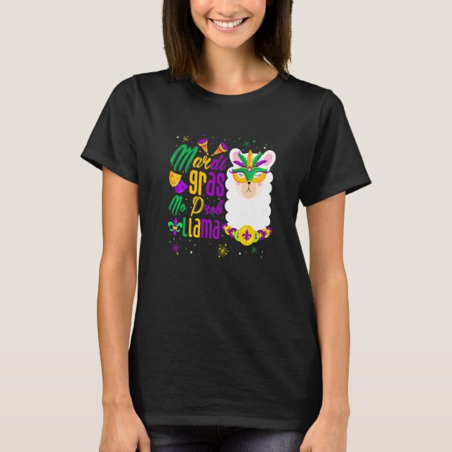 Camiseta Mardi Gras No Prob Llama Funny Mardi Gras Carnival (Frente)