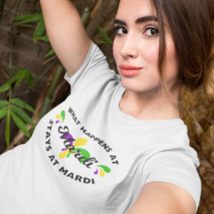 Camiseta Mardi Gras o que acontece no Mardi Engraçado