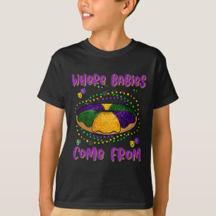 Camiseta Mardi Gras Onde Bybies Vêm Do Rei Bolo 1