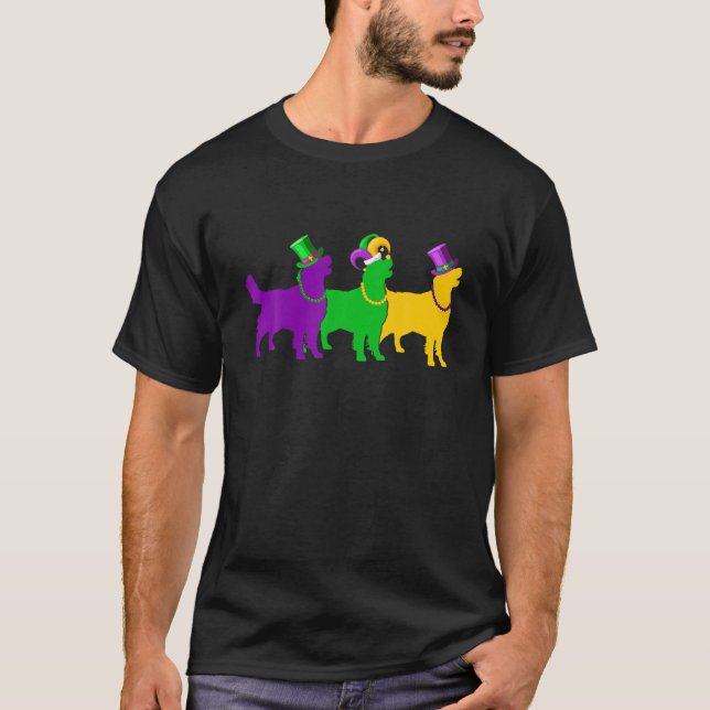 Camiseta Mardi Gras - Ouro Retriever Dog Bead Jester Funny (Frente)