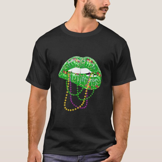 Camiseta Mardi Gras Para Mulheres Lábios Rainha Figurino P (Frente)