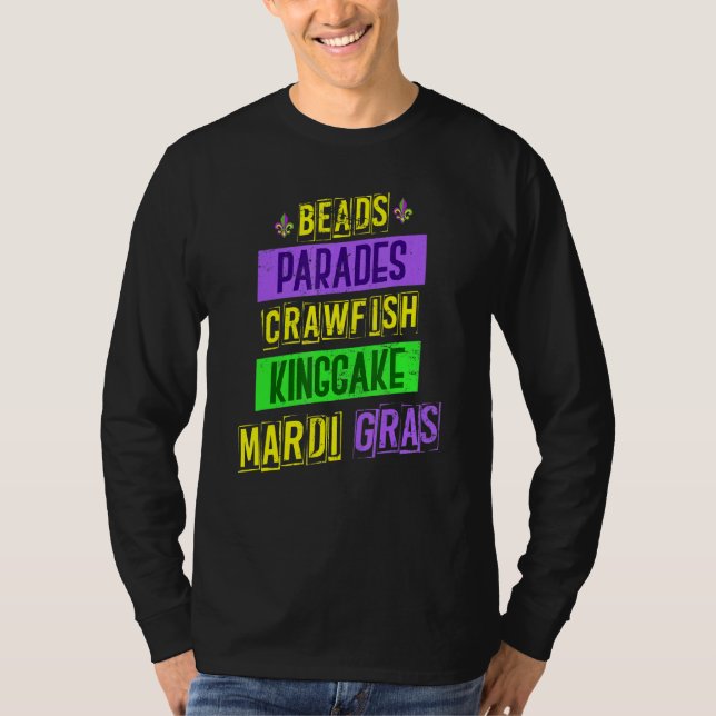 Camiseta Mardi Gras, Partido das Miçangas de Carnaval (Frente)