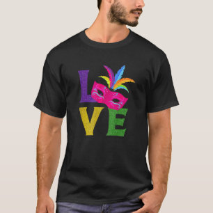 Camiseta Mardi Gras, Partido de Máscara Rosa de Carnaval No