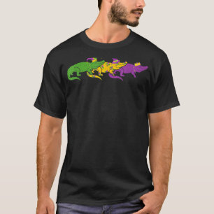 Camiseta Mardi Gras, Partido do Carnaval, Cute Três Alligad