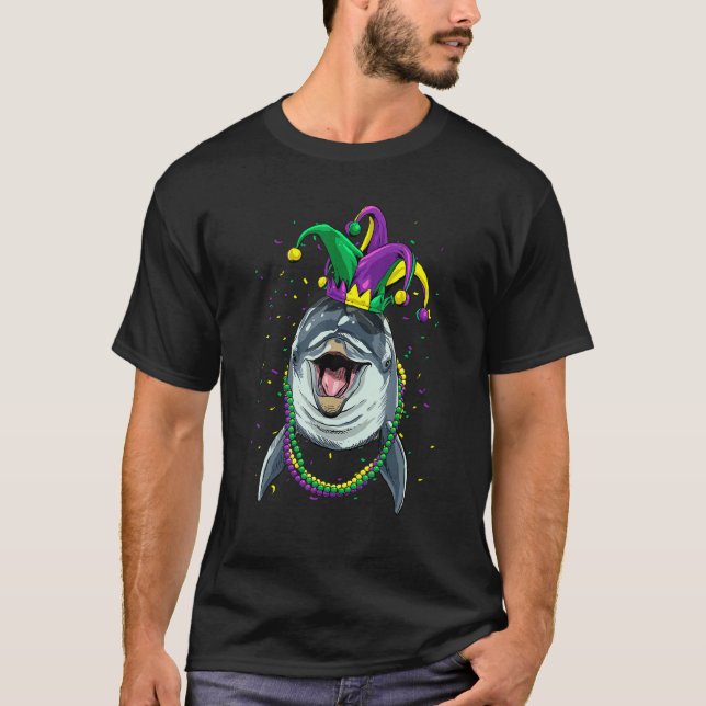 Camiseta Mardi Gras Party Carnival Jester Dolphin Whale Dol (Frente)