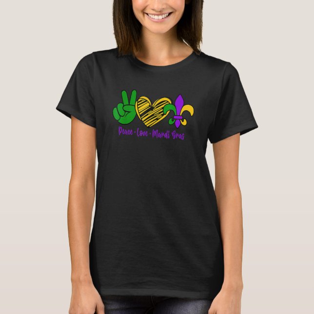Camiseta Mardi Gras Party Carnival Parade Peace Love Mardi  (Frente)