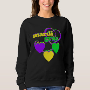 Camiseta Mardi Gras Purple Yellow Green Heart Carnival