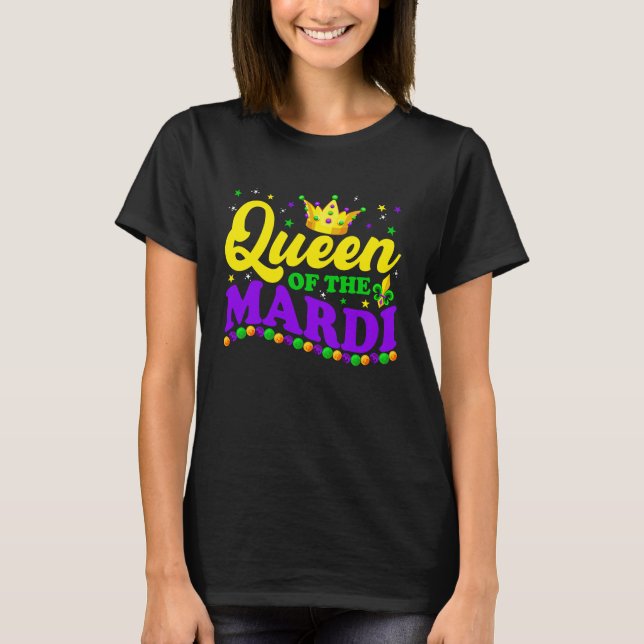 Camiseta Mardi Gras Queen Crow  Mardi Gras Beads Carnival O (Frente)