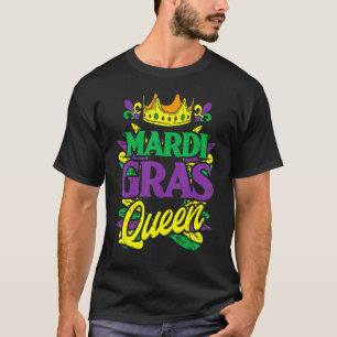 Camiseta Mardi Gras Queen Crown Mardi Gras Carnaval Mulhere