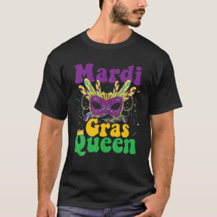 Camiseta Mardi Gras Queen Crown Mask Funny Kids Adulto