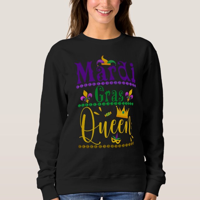 Camiseta Mardi Gras Queen Crown Mask Parade Mardi Cute Gras (Frente)