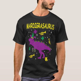 Camiseta Mardi Gras Rex Dinossaur Mardi Grawr Bead Costume 