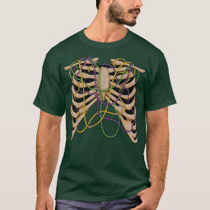 Camiseta Mardi Gras Rib Cage, Skeleton Osso, Figurino Carni
