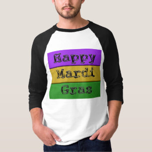 Camiseta Mardi Gras roxo de ouro verde s