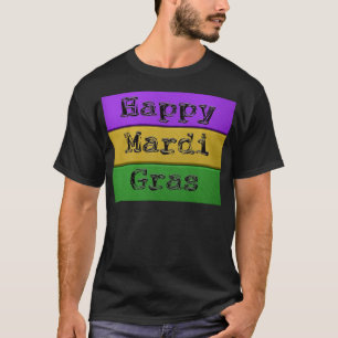 Camiseta Mardi Gras roxo de ouro verde s