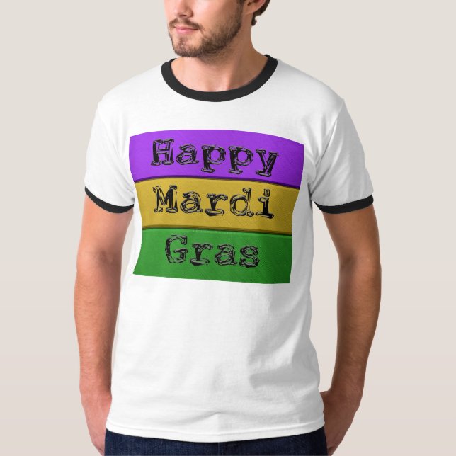 Camiseta Mardi Gras roxo de ouro verde s (Frente)