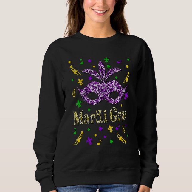 Camiseta Mardi Gras S Girls Mask Beads New Orleans Party Sh (Frente)
