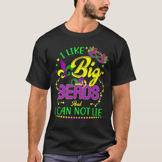 Camiseta Mardi Gras Shirt 2021 Eu Gosto De Grandes Miçangas (Frente)