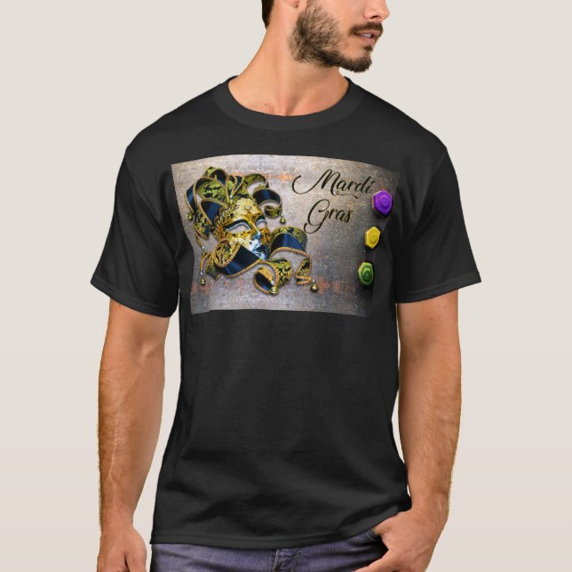 Camiseta Mardi Gras, SlipperyJoe, Mascarada Mask, eu (Frente)