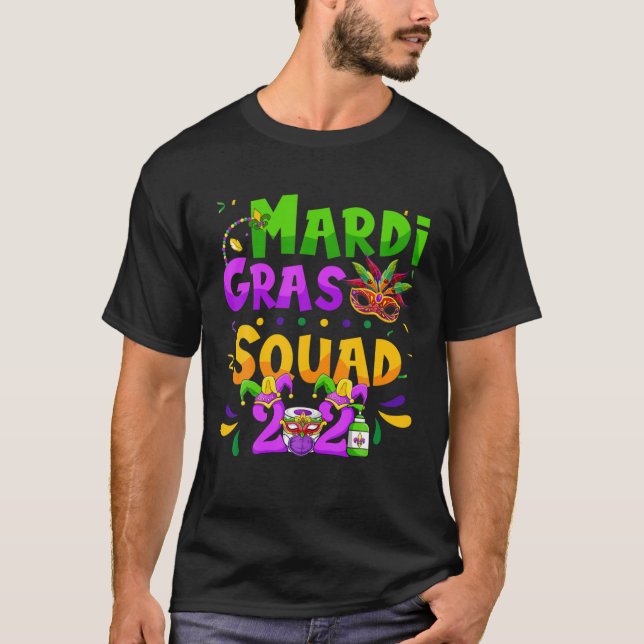 Camiseta Mardi Gras Squad 2021 Família Nova Orleans Louisia (Frente)