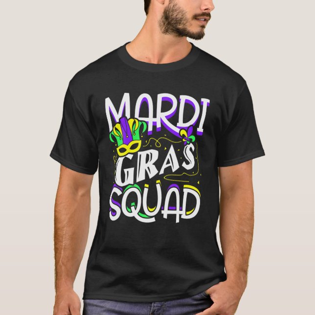 Camiseta Mardi Gras Squad Engraçado (Frente)