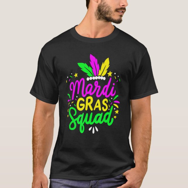 Camiseta Mardi Gras Squad Funny Festival Parade Party Costu (Frente)