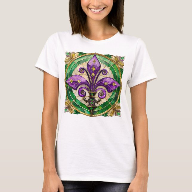 Camiseta Mardi Gras StainGlass Fleur de lis (Frente)