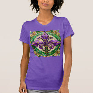 Camiseta Mardi Gras StainGlass Fleur de lis
