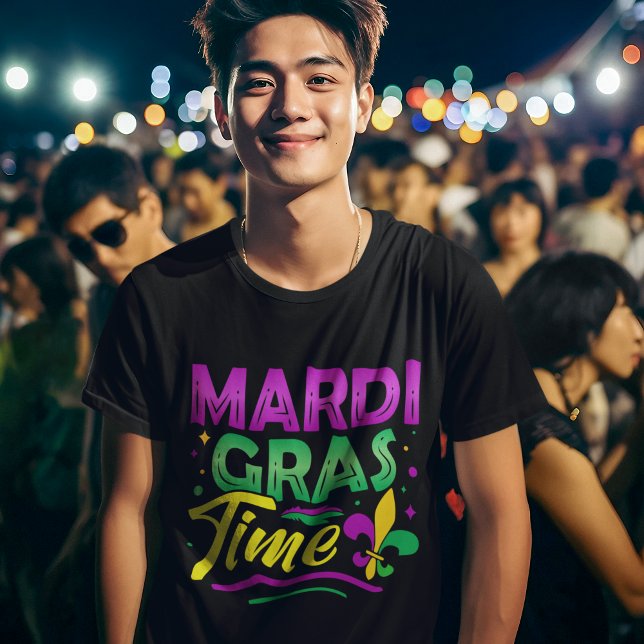 Camiseta Mardi Gras Time – Festive Carnival Colors (Criador carregado)
