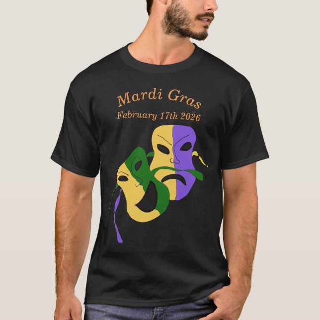 Camiseta Mardi Gras Tragedy Comedy Mask (Frente)