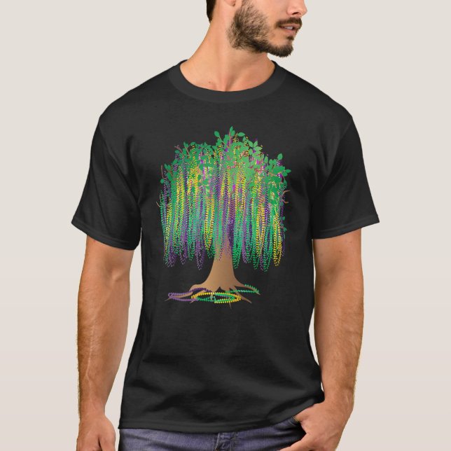 Camiseta Mardi Gras Tree Miçanga New Orleans 2022 Watercolo (Frente)