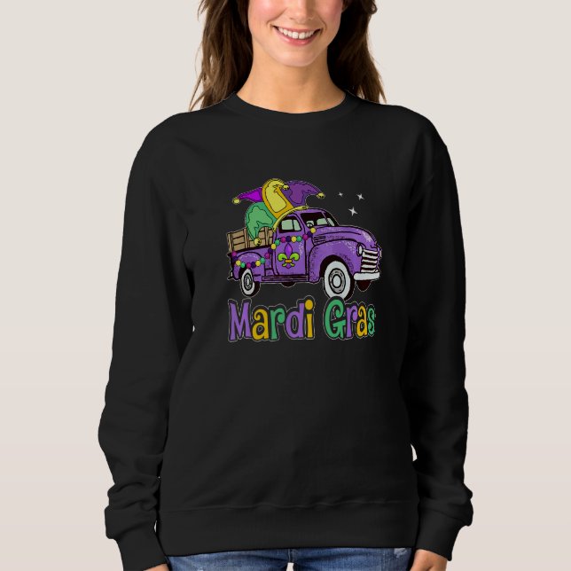 Camiseta Mardi Gras Truck  Mardi Gras Hat Beads Fleur De Ly (Frente)