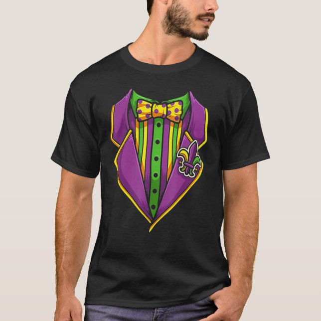Camiseta Mardi Gras Tuxedo Vest Party Carnival (Frente)
