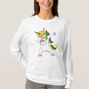 Camiseta Mardi Gras Unicorn Dabbing roxo cor-de-rosa