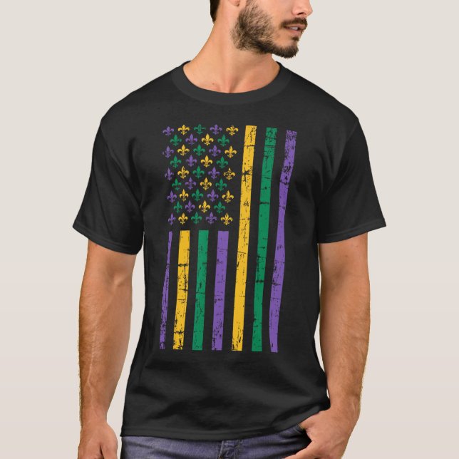 Camiseta Mardi Gras Us Flag (Frente)