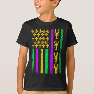 Camiseta Mardi Gras Usa Flag Fish Men Women Ki