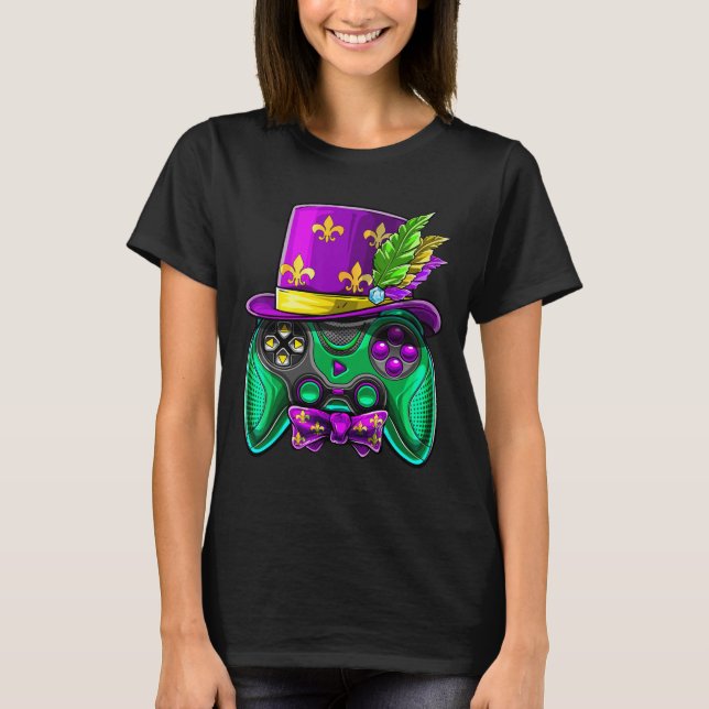Camiseta Mardi Gras Video Game Controller Jester Hat Costum (Frente)